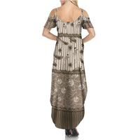 Hawaii Christmas In July Family Matching Summer Maxi Dress and Hawaiian Shirt Beige Mele Kalikimaka Sea Animals