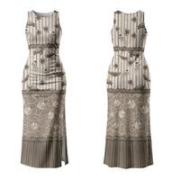 Hawaii Christmas In July Family Matching Tank Maxi Dress and Hawaiian Shirt Beige Mele Kalikimaka Sea Animals DT05 Mom's Dress Beige - Polynesian Pride