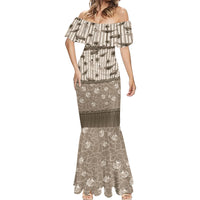 Hawaii Christmas In July Mermaid Dress Beige Mele Kalikimaka Sea Animals