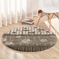 Hawaii Christmas In July Round Carpet Beige Mele Kalikimaka Sea Animals