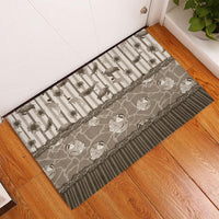 Hawaii Christmas In July Rubber Doormat Beige Mele Kalikimaka Sea Animals