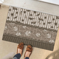 Hawaii Christmas In July Rubber Doormat Beige Mele Kalikimaka Sea Animals