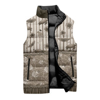 Hawaii Christmas In July Sleeveless Puffer Jacket Beige Mele Kalikimaka Sea Animals
