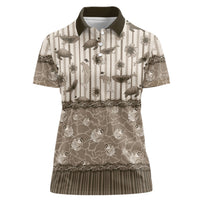 Hawaii Christmas In July Women Polo Shirt Beige Mele Kalikimaka Sea Animals