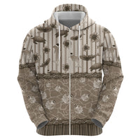 Hawaii Christmas In July Zip Hoodie Beige Mele Kalikimaka Sea Animals