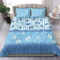 Hawaii Christmas In July Bedding Set Sky Blue Mele Kalikimaka Sea Animals