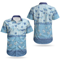 Hawaii Christmas In July Couples Matching Long Sleeve Bodycon Dress and Hawaiian Shirt Sky Blue Mele Kalikimaka Sea Animals DT05 - Polynesian Pride