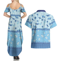 Hawaii Christmas In July Couples Matching Summer Maxi Dress and Hawaiian Shirt Sky Blue Mele Kalikimaka Sea Animals