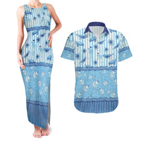 Hawaii Christmas In July Couples Matching Tank Maxi Dress and Hawaiian Shirt Sky Blue Mele Kalikimaka Sea Animals
