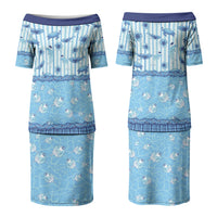 Hawaii Christmas In July Family Matching Puletasi and Hawaiian Shirt Sky Blue Mele Kalikimaka Sea Animals DT05 Mom's Dress Blue - Polynesian Pride