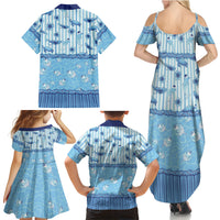 Hawaii Christmas In July Family Matching Summer Maxi Dress and Hawaiian Shirt Sky Blue Mele Kalikimaka Sea Animals DT05 Mom's Dress Blue - Polynesian Pride