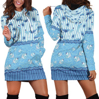 Hawaii Christmas In July Hoodie Dress Sky Blue Mele Kalikimaka Sea Animals