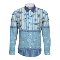 Hawaii Christmas In July Long Sleeve Button Shirt Sky Blue Mele Kalikimaka Sea Animals DT05 Unisex Blue - Polynesian Pride