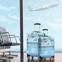 Hawaii Christmas In July Luggage Cover Sky Blue Mele Kalikimaka Sea Animals