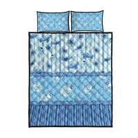 Hawaii Christmas In July Quilt Bed Set Sky Blue Mele Kalikimaka Sea Animals