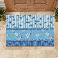 Hawaii Christmas In July Rubber Doormat Sky Blue Mele Kalikimaka Sea Animals