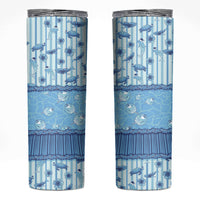Hawaii Christmas In July Skinny Tumbler Sky Blue Mele Kalikimaka Sea Animals