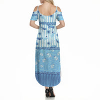 Hawaii Christmas In July Summer Maxi Dress Sky Blue Mele Kalikimaka Sea Animals DT05 - Polynesian Pride