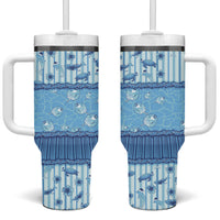Hawaii Christmas In July Tumbler With Handle Sky Blue Mele Kalikimaka Sea Animals