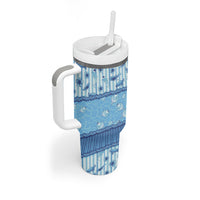 Hawaii Christmas In July Tumbler With Handle Sky Blue Mele Kalikimaka Sea Animals