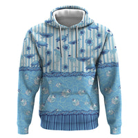 Hawaii Christmas In July Zip Hoodie Sky Blue Mele Kalikimaka Sea Animals DT05 Pullover Hoodie Blue - Polynesian Pride