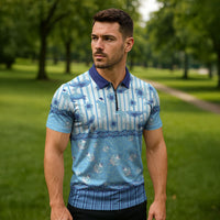 Hawaii Christmas In July Zipper Polo Shirt Sky Blue Mele Kalikimaka Sea Animals