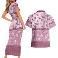 Hawaii Christmas In July Couples Matching Short Sleeve Bodycon Dress and Hawaiian Shirt Dusty Pink Mele Kalikimaka Sea Animals