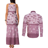 Hawaii Christmas In July Couples Matching Tank Maxi Dress and Long Sleeve Button Shirt Dusty Pink Mele Kalikimaka Sea Animals