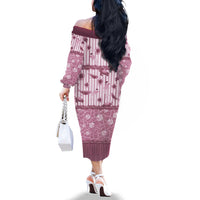 Hawaii Christmas In July Family Matching Off The Shoulder Long Sleeve Dress and Hawaiian Shirt Dusty Pink Mele Kalikimaka Sea Animals