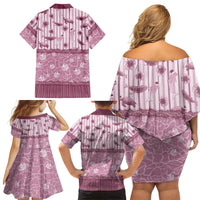 Hawaii Christmas In July Family Matching Off Shoulder Short Dress and Hawaiian Shirt Dusty Pink Mele Kalikimaka Sea Animals DT05 Mom's Dress Pink - Polynesian Pride