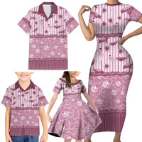Hawaii Christmas In July Family Matching Short Sleeve Bodycon Dress and Hawaiian Shirt Dusty Pink Mele Kalikimaka Sea Animals