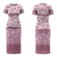 Hawaii Christmas In July Family Matching Short Sleeve Bodycon Dress and Hawaiian Shirt Dusty Pink Mele Kalikimaka Sea Animals DT05 Mom's Dress Pink - Polynesian Pride
