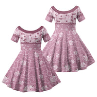 Hawaii Christmas In July Family Matching Short Sleeve Bodycon Dress and Hawaiian Shirt Dusty Pink Mele Kalikimaka Sea Animals DT05 Daughter's Dress Pink - Polynesian Pride