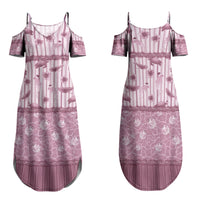 Hawaii Christmas In July Family Matching Summer Maxi Dress and Hawaiian Shirt Dusty Pink Mele Kalikimaka Sea Animals DT05 Mom's Dress Pink - Polynesian Pride