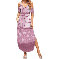 Hawaii Christmas In July Family Matching Summer Maxi Dress and Hawaiian Shirt Dusty Pink Mele Kalikimaka Sea Animals