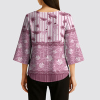 Hawaii Christmas In July Kimono Sleeve Blouse Dusty Pink Mele Kalikimaka Sea Animals