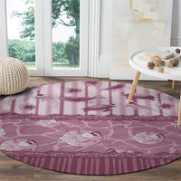 Hawaii Christmas In July Round Carpet Dusty Pink Mele Kalikimaka Sea Animals