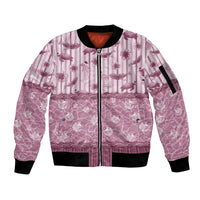 Hawaii Christmas In July Sleeve Zip Bomber Jacket Dusty Pink Mele Kalikimaka Sea Animals