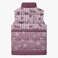 Hawaii Christmas In July Sleeveless Puffer Jacket Dusty Pink Mele Kalikimaka Sea Animals
