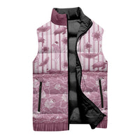 Hawaii Christmas In July Sleeveless Puffer Jacket Dusty Pink Mele Kalikimaka Sea Animals