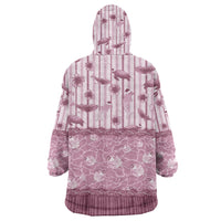Hawaii Christmas In July Wearable Blanket Hoodie Dusty Pink Mele Kalikimaka Sea Animals