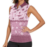 Hawaii Christmas In July Women Sleeveless Polo Shirt Dusty Pink Mele Kalikimaka Sea Animals