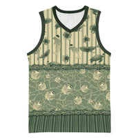 Hawaii Christmas In July Basketball Jersey Olive Green Mele Kalikimaka Sea Animals