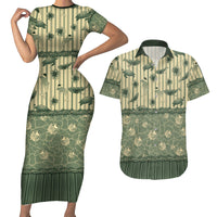 Hawaii Christmas In July Couples Matching Short Sleeve Bodycon Dress and Hawaiian Shirt Olive Green Mele Kalikimaka Sea Animals