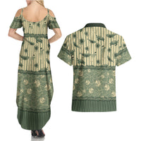Hawaii Christmas In July Couples Matching Summer Maxi Dress and Hawaiian Shirt Olive Green Mele Kalikimaka Sea Animals