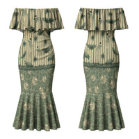 Hawaii Christmas In July Family Matching Mermaid Dress and Hawaiian Shirt Olive Green Mele Kalikimaka Sea Animals DT05 Mom's Dress Green - Polynesian Pride