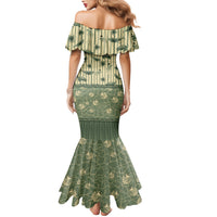 Hawaii Christmas In July Family Matching Mermaid Dress and Hawaiian Shirt Olive Green Mele Kalikimaka Sea Animals