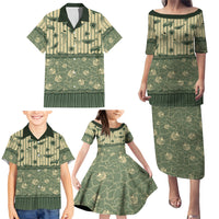 Hawaii Christmas In July Family Matching Puletasi and Hawaiian Shirt Olive Green Mele Kalikimaka Sea Animals