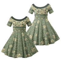 Hawaii Christmas In July Family Matching Summer Maxi Dress and Hawaiian Shirt Olive Green Mele Kalikimaka Sea Animals DT05 Daughter's Dress Green - Polynesian Pride