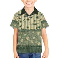 Hawaii Christmas In July Kid Hawaiian Shirt Olive Green Mele Kalikimaka Sea Animals